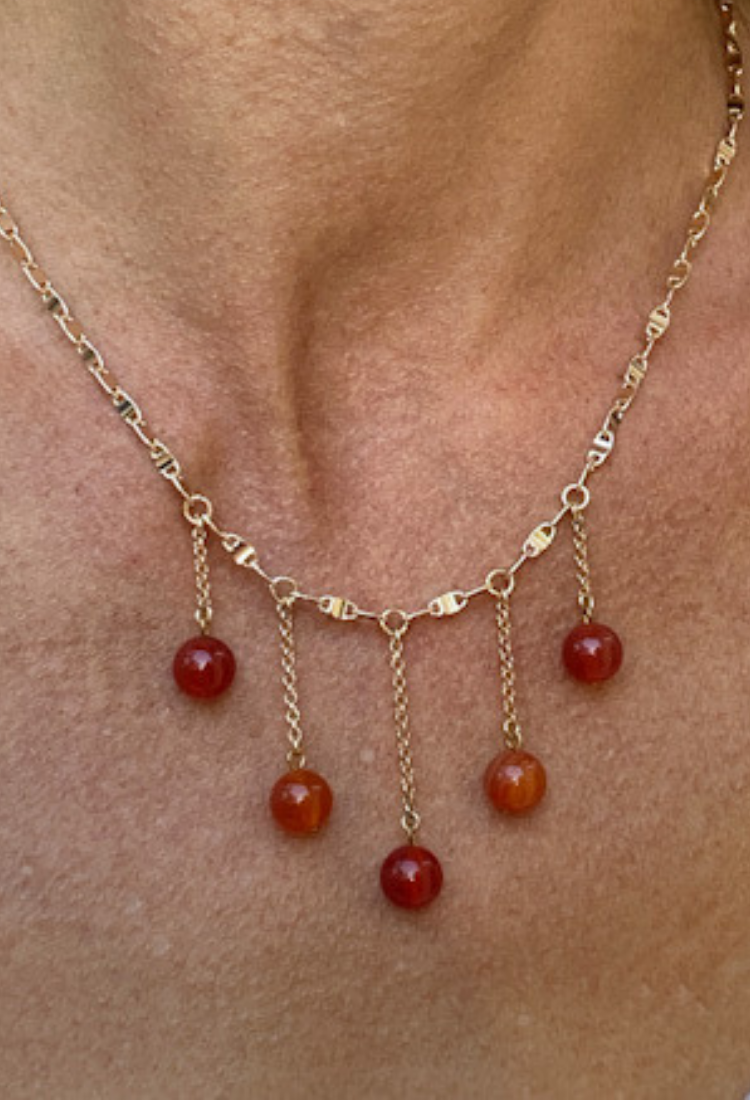 Carnelian Crystal Drop Necklace