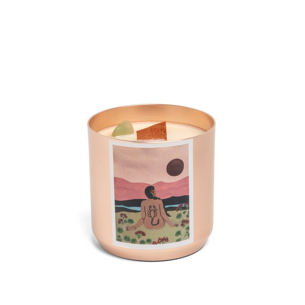 SCORPIO Zodiac Candle with FLOURITE