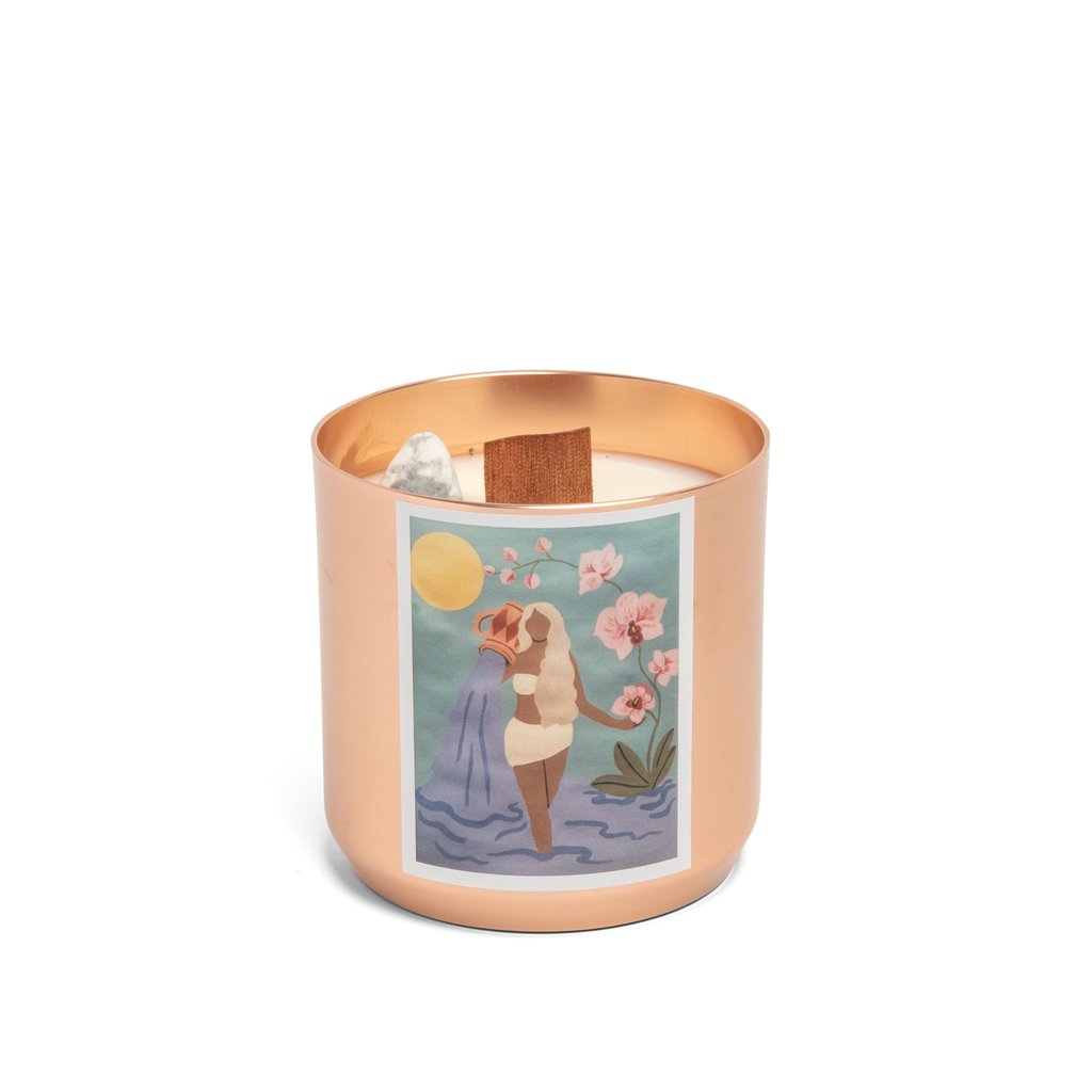 AQUARIUS Zodiac Candle with HOWLITE