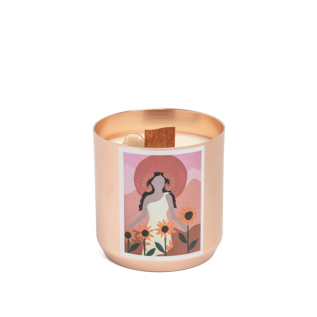 ARIES Zodiac Candle with QUARTZ