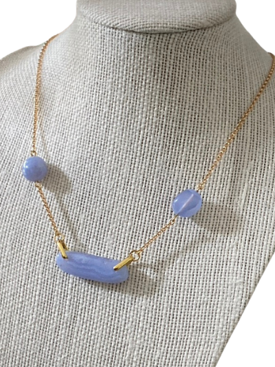 Blue Lace Agate Crystal Necklace