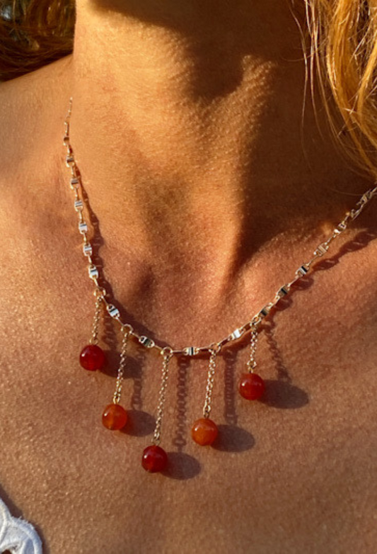 Carnelian Crystal Drop Necklace