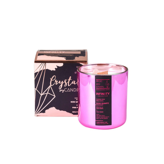Pink Peony & Wild Roses Candle with ROSE QUARTZ
