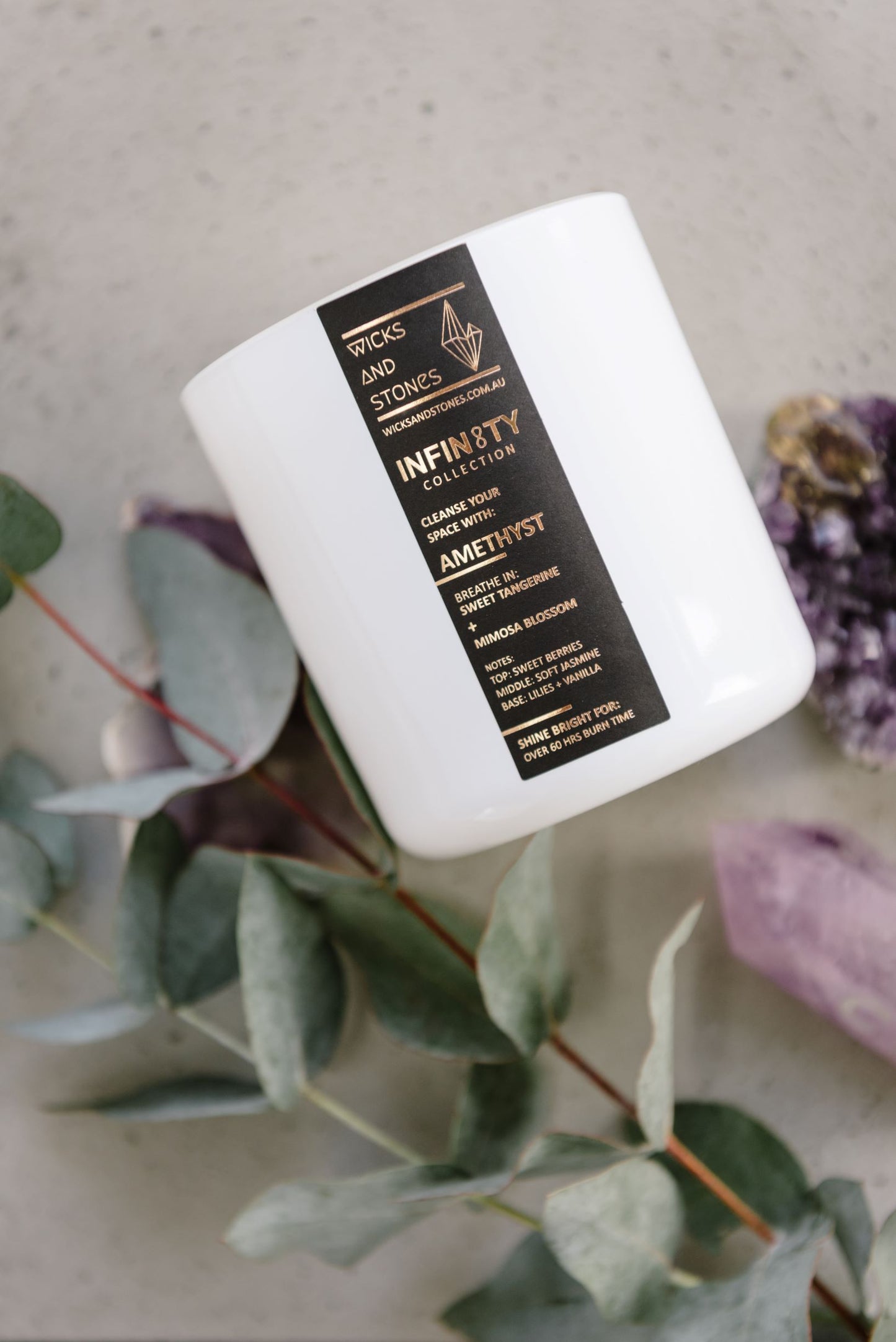 Mimosa Blossom & Tangerine Candle with AMETHYST