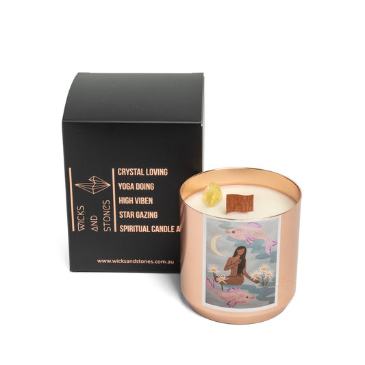 PISCES Zodiac Candle with CITRINE