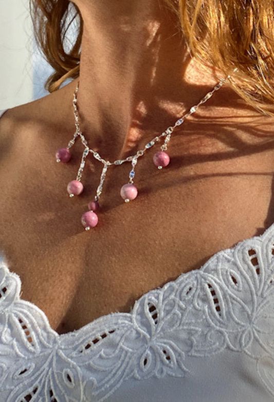 Rhodochrosite Crystal Drop Necklace