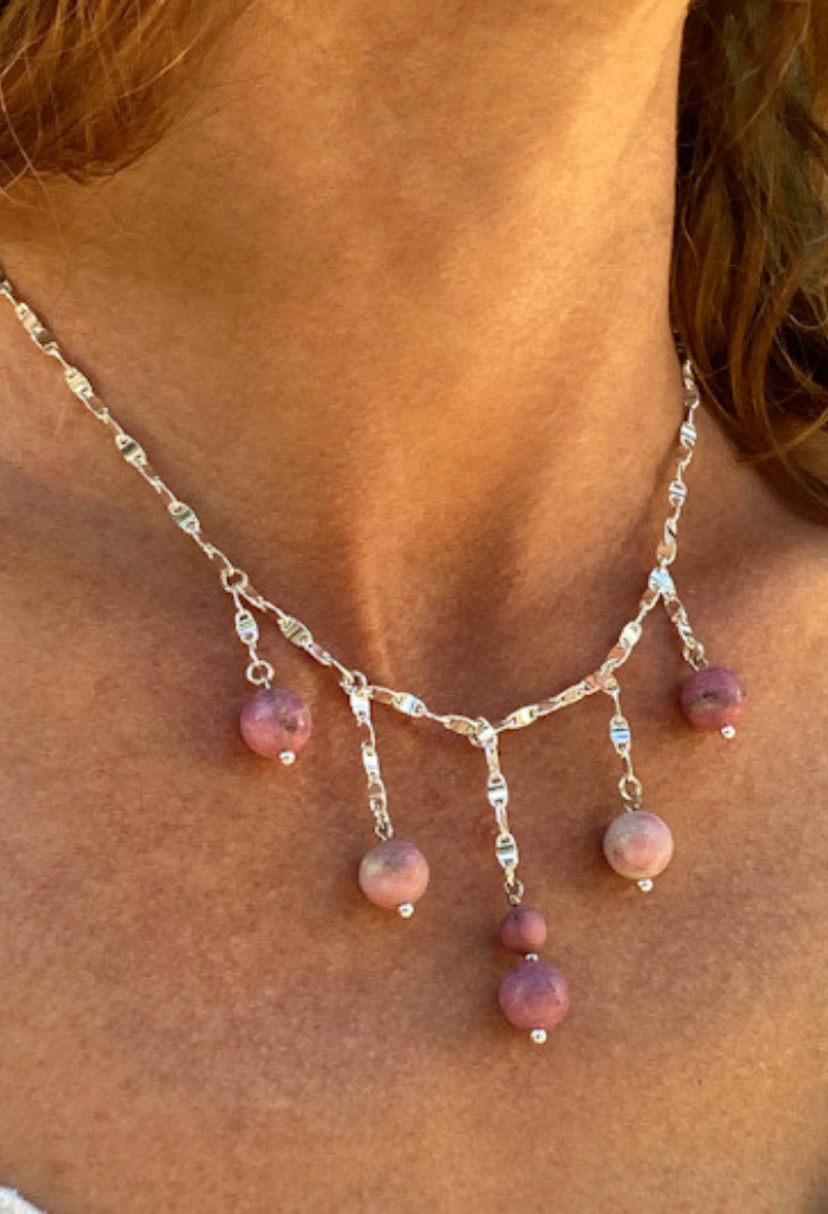 Rhodochrosite Crystal Drop Necklace