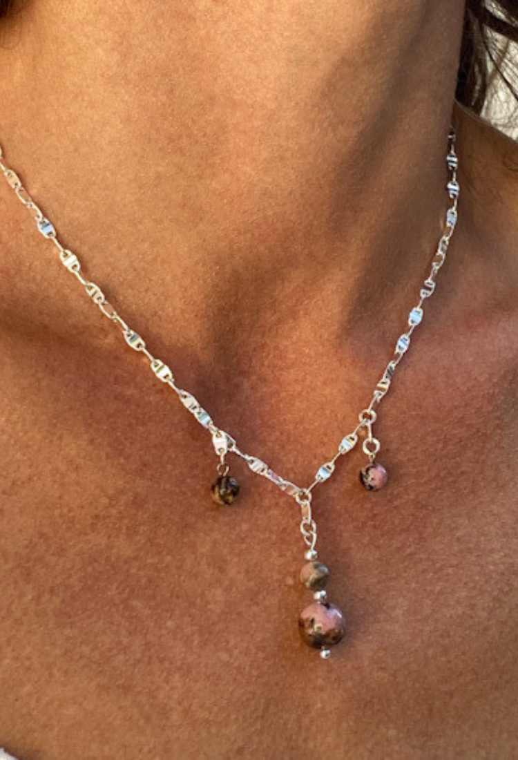 Rhodonite Crystal Drop Necklace