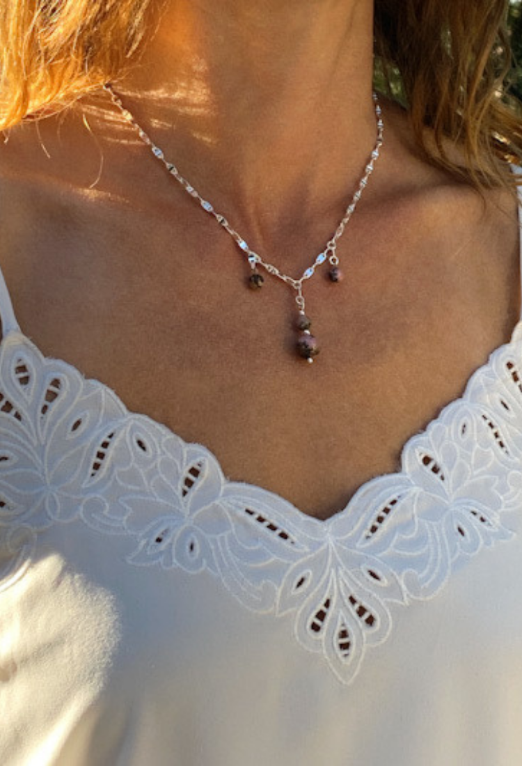 Rhodonite Crystal Drop Necklace