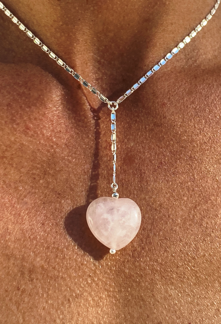 Rose Quartz Crystal Heart Necklace