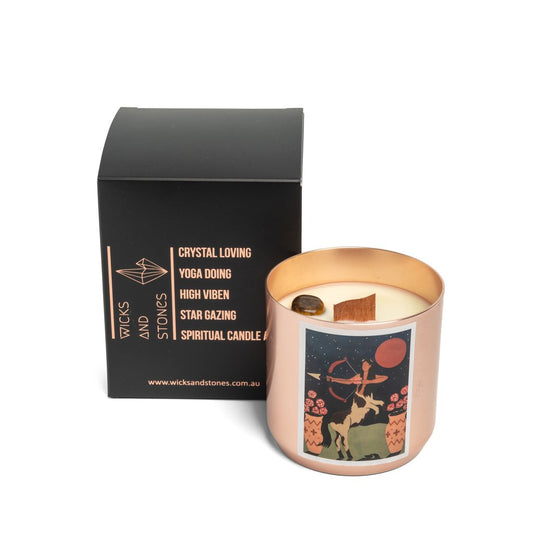 SAGITARIUS Zodiac Candle with TIGER'S EYE