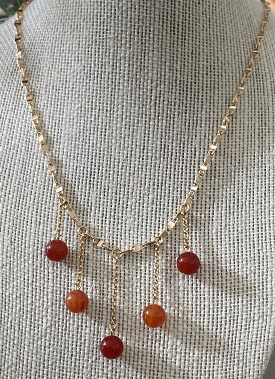 Carnelian Crystal Drop Necklace